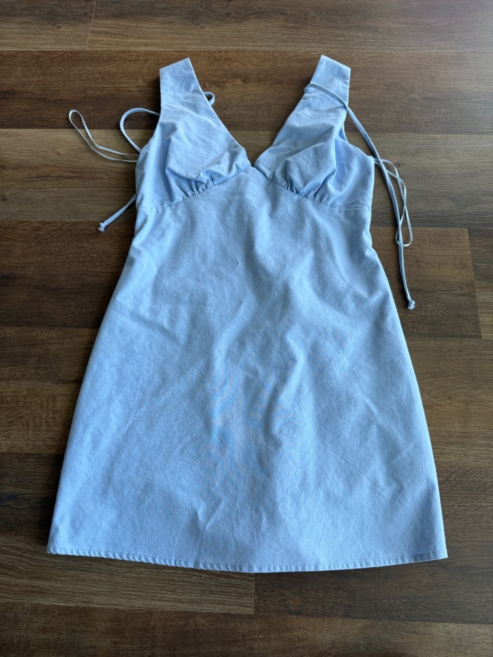 Papermoon Light Blue V-Neck Tie Strap Mini Dress
